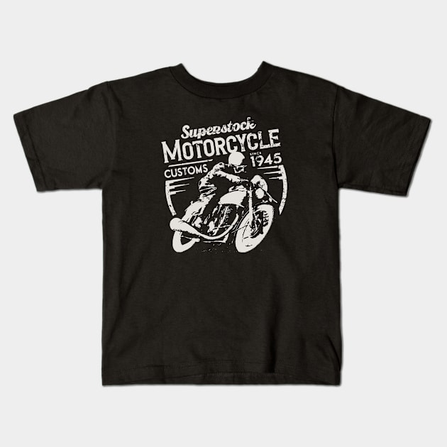 Vintage Superstock Motorcycle Customs Kids T-Shirt by SilverfireDesign